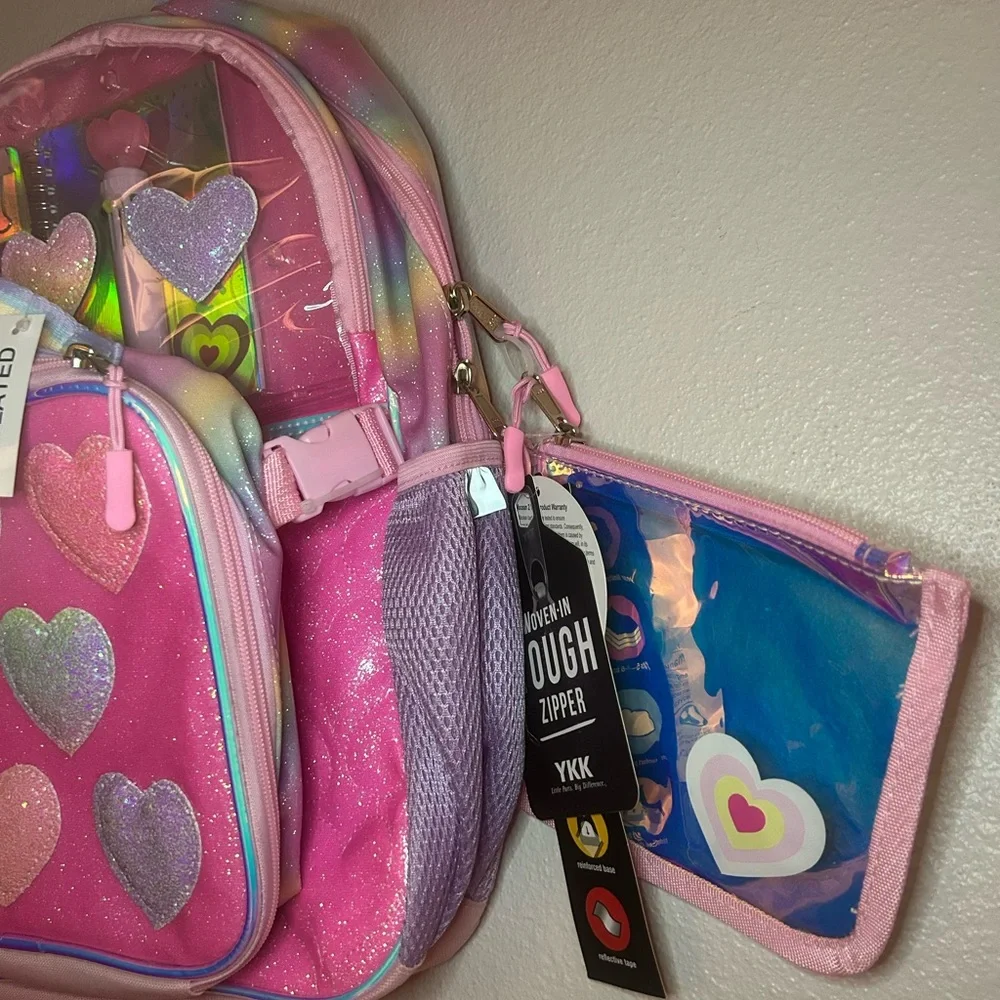 NWT Locker Club Kids Backpack with lunch tote and clear stationery bag